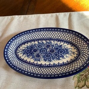 Polish pottery stoneware oval platter